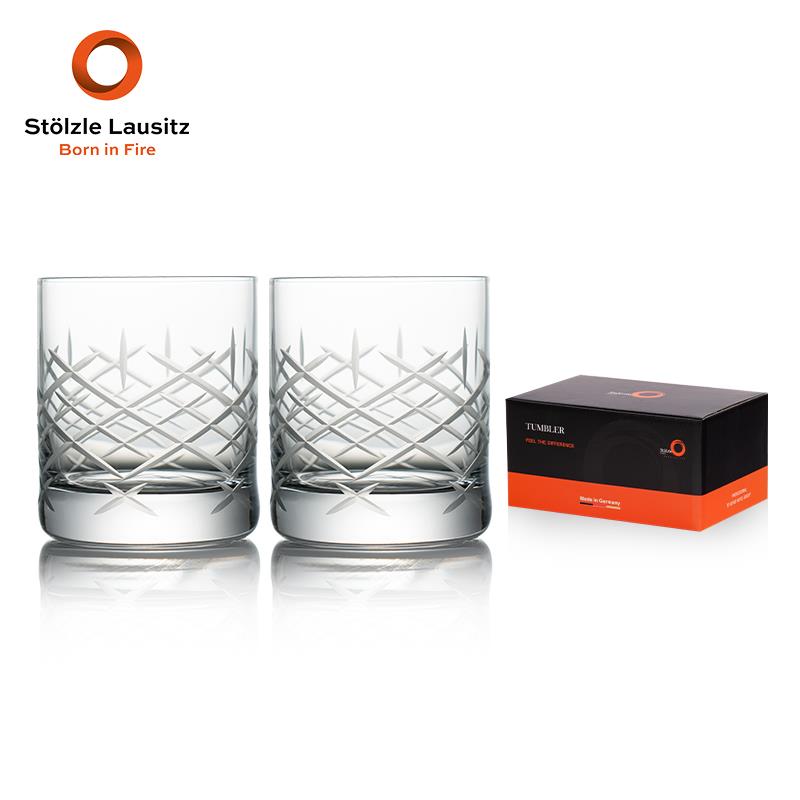 Stolzle德国进口水晶威士忌酒杯洋酒杯手工刻花杯玻璃杯对装礼盒
