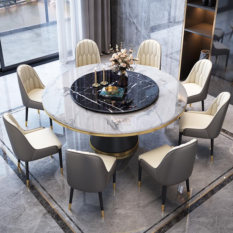 轻奢岩板餐桌大理石圆桌1/1.2/1.3/1.4/1.5/1.6/1.8/2米饭桌圆台