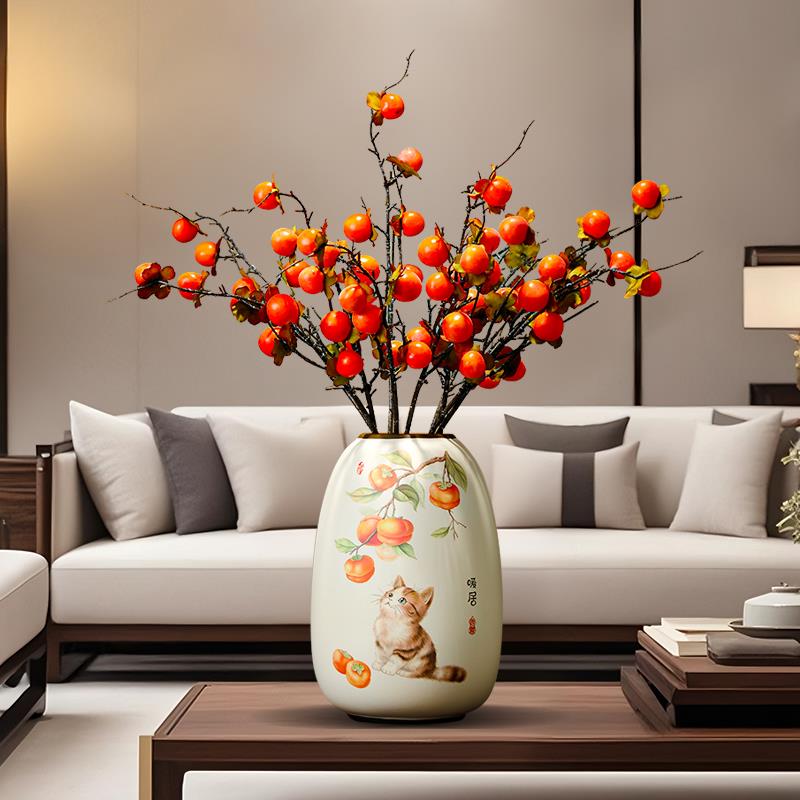 新中式陶瓷花瓶摆件高档客厅餐桌电视柜插花仿真花花艺桌面装饰品