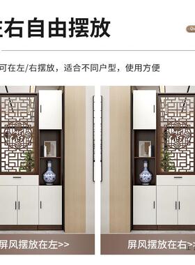 进门入户屏风隔断柜新OYV式置物架面客厅现代实中木正对大关门双