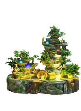 大型1706院假流水山风喷泉加湿器水轮招财鱼缸客厅室内庭开业盆景