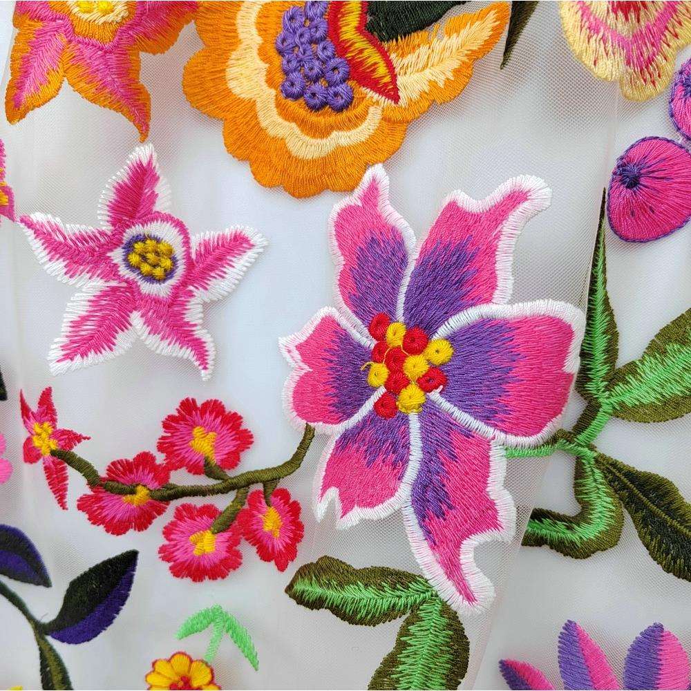 EG-1面91068网纱多EG-1910色绣花料多色绣绣网布彩色网布绣