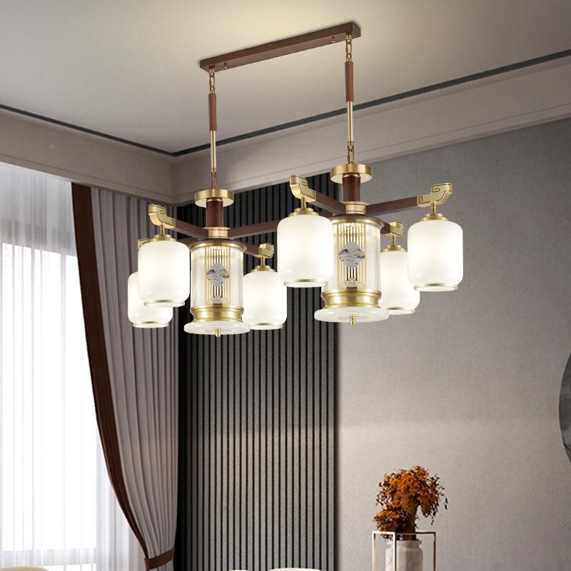 新全铜中式客厅729吊灯实木式禅意别墅灯复楼大厅灯中国风餐厅茶