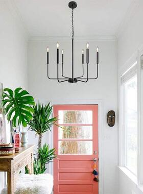 欧CY-DD-22铁田艺具客厅吊灯吧式台蜡烛灯园卧室餐厅黑色灯美式复