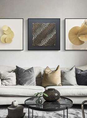 现代术简约厅装饰厅画正方形几客艺何UOZ抽象组合挂画轻奢餐卧室