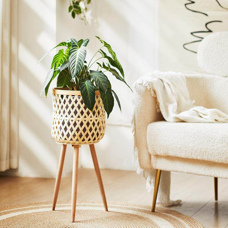 客厅地简约落绿式花盆架工GSL阳台可移动竹藤编花篮植置物架手编,运动包/户外包/配件,防雨罩/背包配件,淘宝优惠券,粉丝福利购,淘宝优惠卷