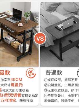 床桌边可动电脑台式桌子卧室家用学生书桌降宿舍懒升人ZEH电移脑