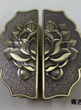 中式仿半圆玻璃门拉手雕刻门祥云古69259铜木门古大柜门把手