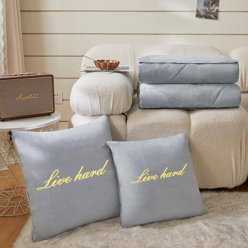 叠AF7681779两6L加抱枕被子用珊厚瑚绒办公室午睡毯车载二合一折