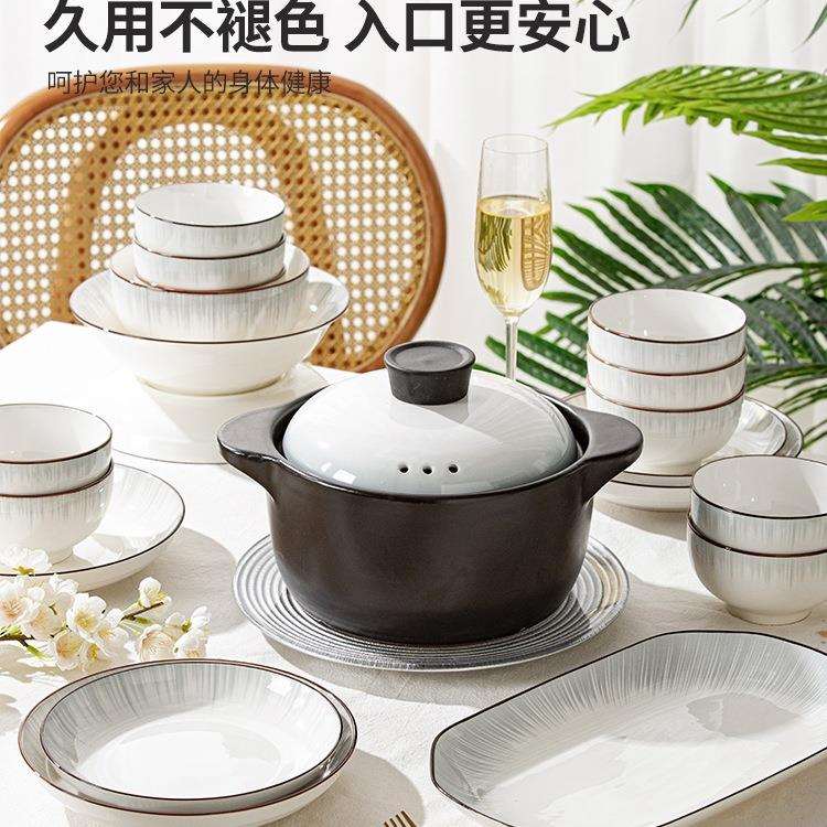 碟套装ALL8JJ68家用釉下碗彩饭家瓷用简约现代202碗5新款陶碗盘筷