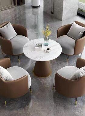 轻简约单人沙发茶几组合商务酒店大接BUQ待奢区休闲洽谈沙发套堂