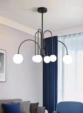 奢现代约创意个性铁艺弯管客厅灯餐简yg003厅卧室书轻魔房豆分子