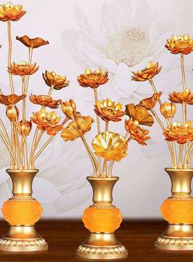 莲花灯家用佛前灯供E佛灯LD长明灯供佛灯仿真荷花灯佛供花灯YA547