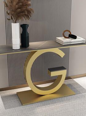 现代玄关台14491轻奢进门靠墙桌窄走廊超玄关柜板玄岩幻桌新中式