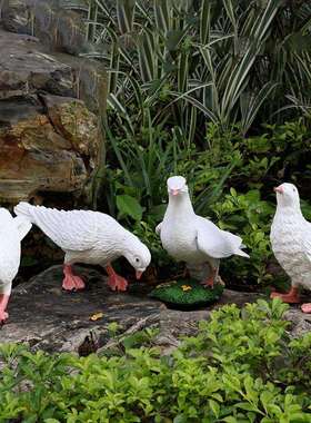 仿真假子园林033观景装饰摆件白色树脂模品型鸽别墅花园庭院布置