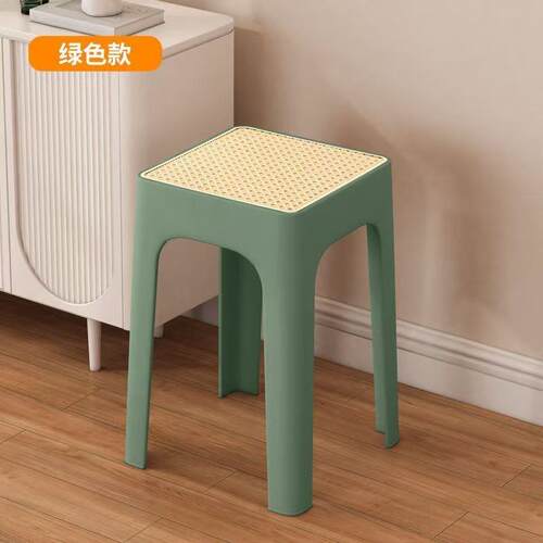 塑料凳子凳用加厚可叠放编编藤凳藤方凳中古家高板现代简约客厅餐