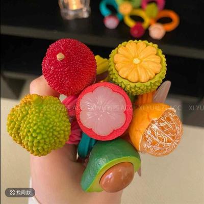 新款甜美可爱水果发圈百搭头绳彩色高弹力不伤发毛巾圈头饰发饰女