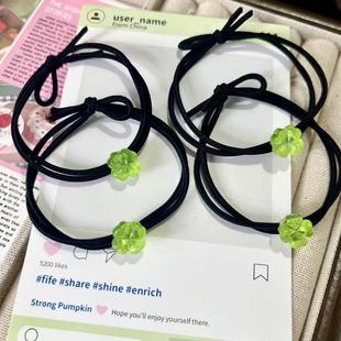 日韩甜美小花圈 ins森女绳 清爽马尾发饰 夏季 四叶草清新皮筋