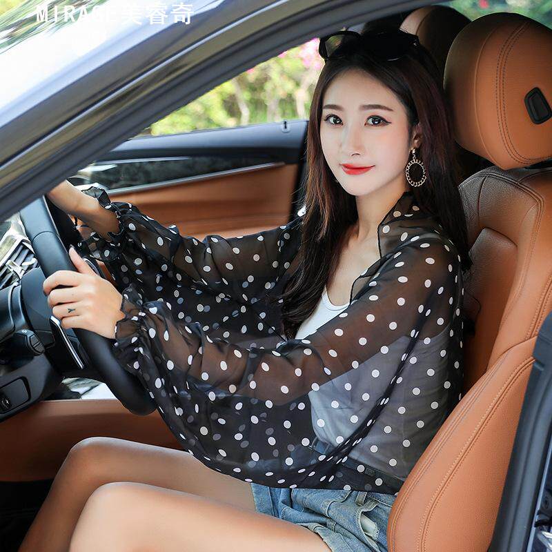 防晒披肩开衫女长袖夏季开车袖套这样斗篷骑车薄冰丝手袖防晒衣