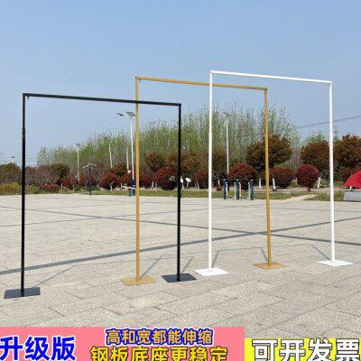 新款婚庆道具铁艺背景架伸缩杆婚礼摆件舞台布置金色拱门架子装饰