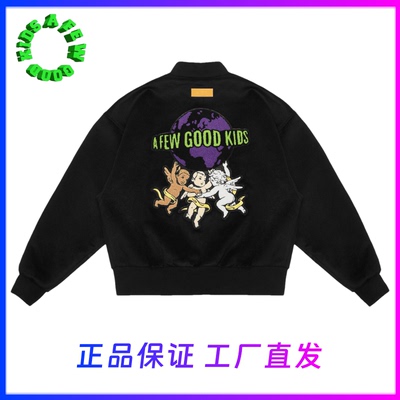 FFF官方AFGK秋冬天使刺绣国潮皮衣男士美式街头刺绣皮夹克男外套