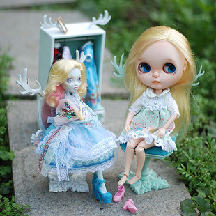 6分12分BJD小布blythe可儿烂草莓丽佳怪高家具娃娃衣柜鹿角椅子