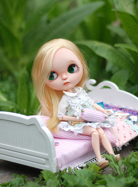 6分BJD小布blythe/怪高可儿azone娃屋小家具床品DIY小猫床材料包
