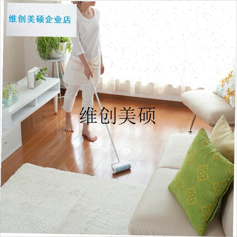 l粘毛器滚筒日本进口家用长F柄地板滚刷拖把大号去毛可撕滚