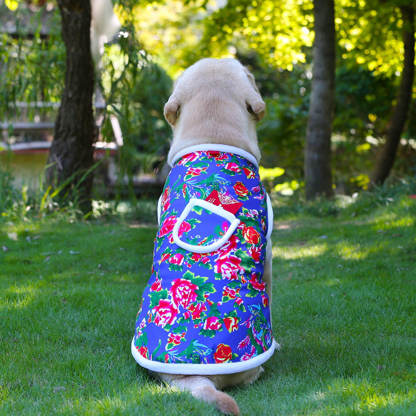 狗狗秋冬新年马甲帽子东北大花袄棉加厚泰迪法斗宠物衣服用品