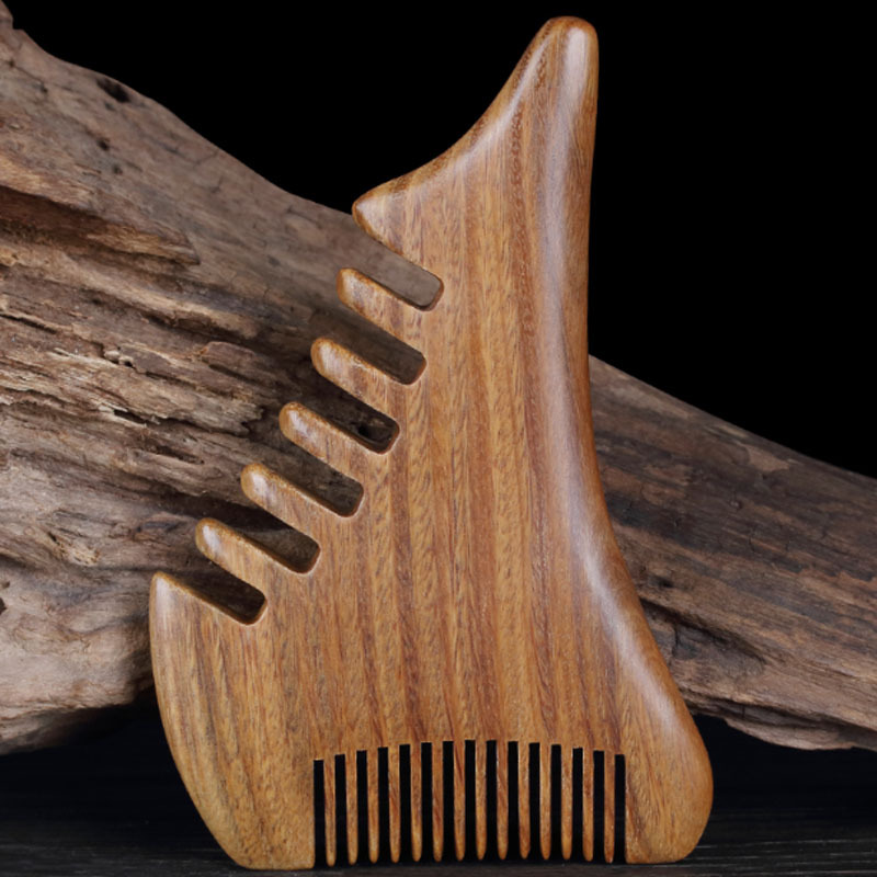 绿檀按摩梳头部经络刮痧多功能怪兽按摩梳子老人美发梳檀木梳