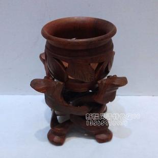 手工工艺品花架巴基斯坦木雕木花架拖盆景实木底座圆形托架