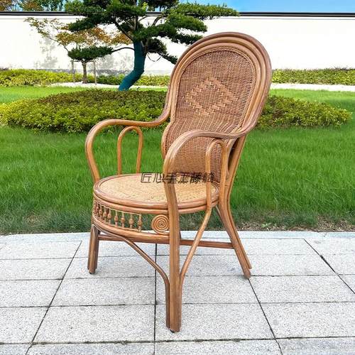 天然藤椅家用老人藤编单人护腰靠背藤椅子办公休闲手工阳台三件套