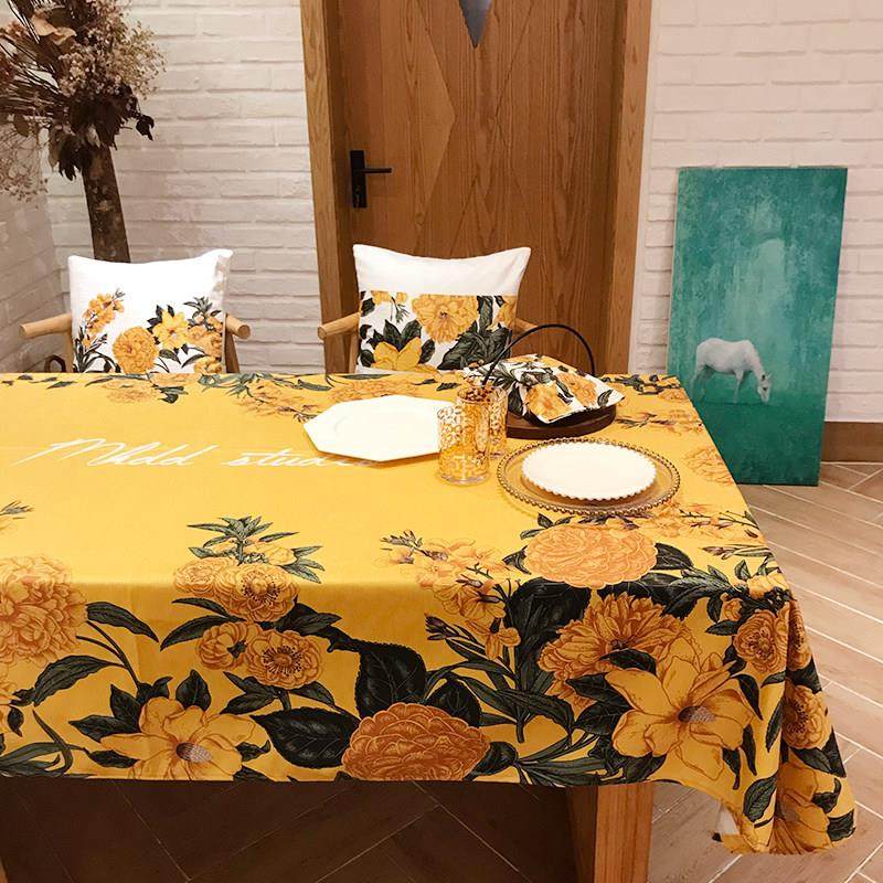 棉花大盗黄色防水防污桌旗餐桌布艺套装茶几布盖巾椅子垫坐垫抱枕,居家布艺,桌布,淘宝优惠券,粉丝福利购,淘宝优惠卷
