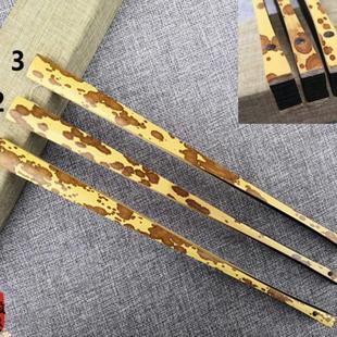 包邮95寸老竹梅妃梅鹿斑竹宣纸折扇蜡底红花空白扇面文玩礼品扇子