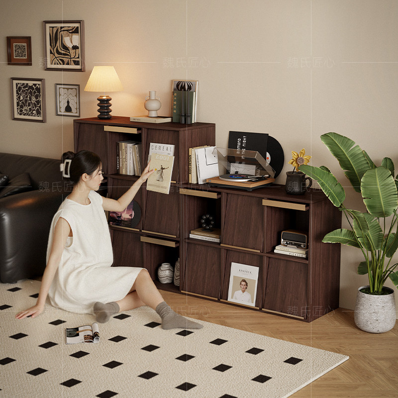 中古风书柜落地储物柜组合斗柜客厅收纳展示柜家用收纳组合翻门柜,住宅家具,单个书柜,淘宝优惠券,粉丝福利购,淘宝优惠卷