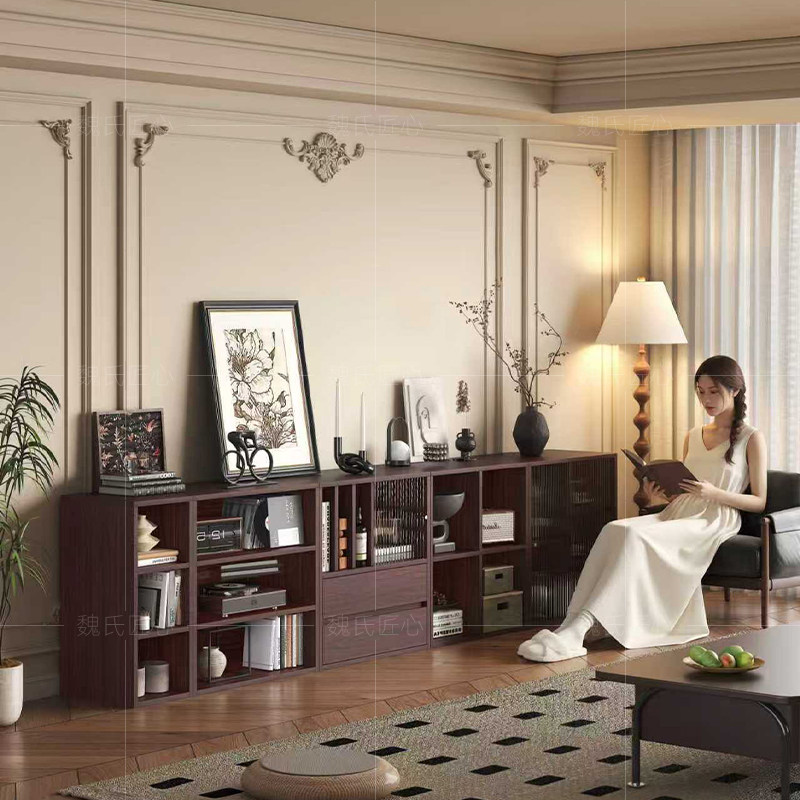 法式复古书柜模块组合柜落地矮柜客厅中古风置物柜家用书架储物柜,住宅家具,单个书柜,淘宝优惠券,粉丝福利购,淘宝优惠卷