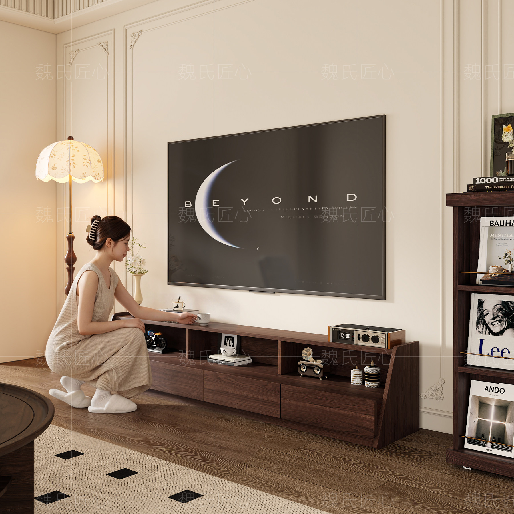 法式复古电视柜落地客厅家用小户型收纳储物柜手办电视机柜组合柜,住宅家具,电视柜,淘宝优惠券,粉丝福利购,淘宝优惠卷