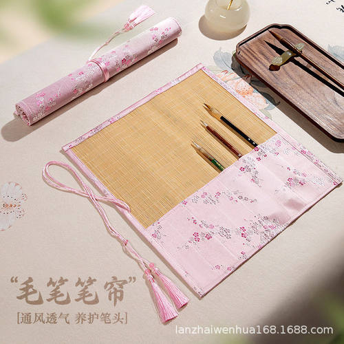 文房四多功能便携收纳袋笔袋精美手工笔帘写生文具袋颜值大容