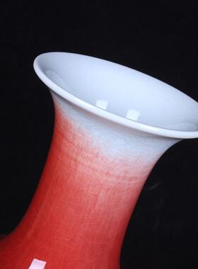 景德镇陶瓶仿古裂瓷纹郎红釉大0130号赏瓶手工瓷工花艺陶品摆件摆