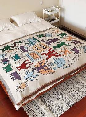 床边防脏布纱棉566bbfd提花盖毯尾装布饰搭巾酒床店草宾馆民宿床