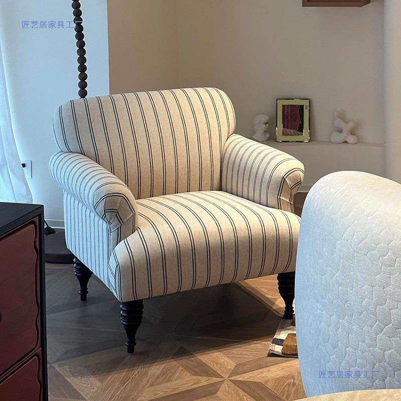 法式古人沙发中古552风客厅阳台椅小户型单棉麻设计师老复虎休闲,电子/电工,接线端子,淘宝优惠券,粉丝福利购,淘宝优惠卷
