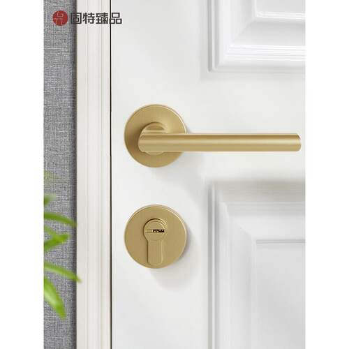 ?固特室门内静音门锁家用卧房Fh(x}d$p间把手磁吸分体式室通用型