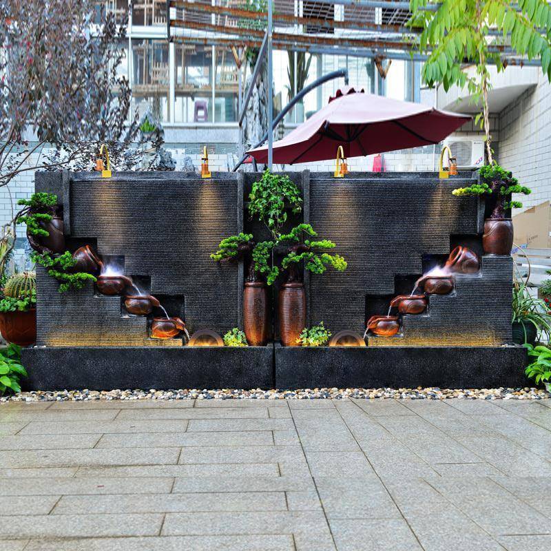 水幕院墙假山喷泉大财型流水摆件屏招庭客厅办风公室PBI水景公司