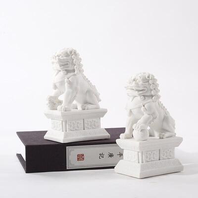 新中式创意树脂砂岩狮子摆设办YH029公桌架客厅店玄关书博石古架