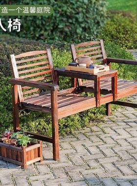 户外腐防木椅靠背休闲椅子花园庭院10037248储物椅长凳人公实园室
