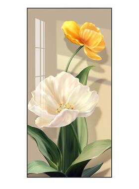 玄关装LB-qwhk饰画竖版廊过道挂画现户代简走约入墙画卉壁花画油