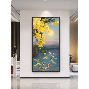 QWL1096鱼玄关饰装 画现代简约进门入户芬挂画图大油画村纯手绘壁