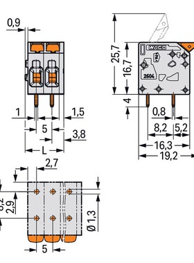 万可P接线端子CB接线2604-110端号子，o型wag2604-1108