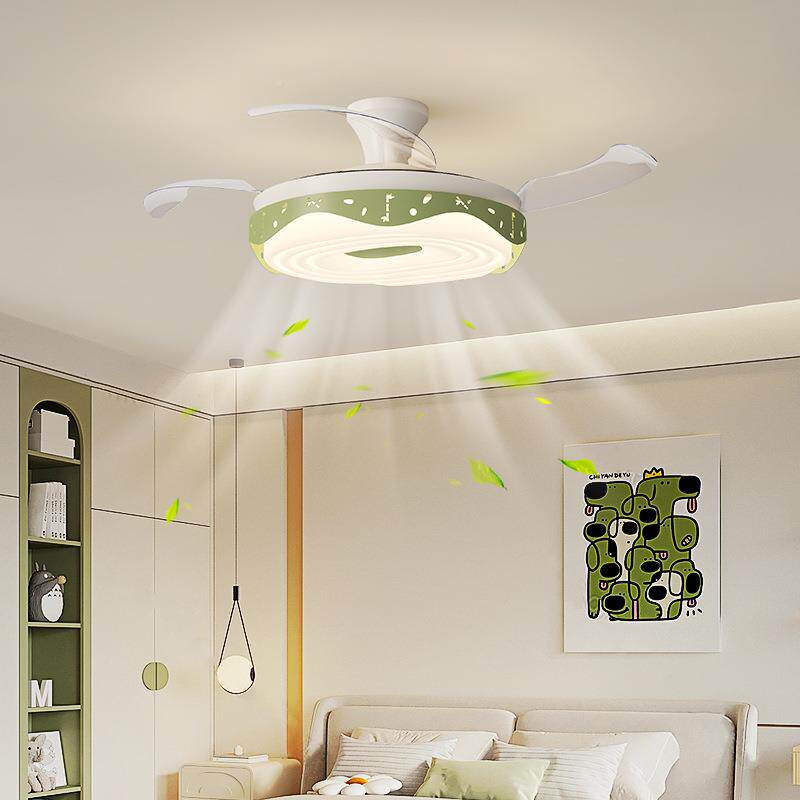 奶油风儿童灯灯全光谱护眼房LED灯卧4创意卡通吊扇灯风扇室吸顶灯