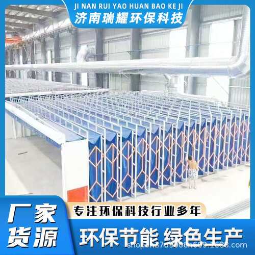 动移式伸喷漆道房轨式折叠无01尘电动打磨房缩大型移动式伸缩房